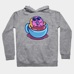 Cute Doughnut Relaxing On Coffee Hoodie